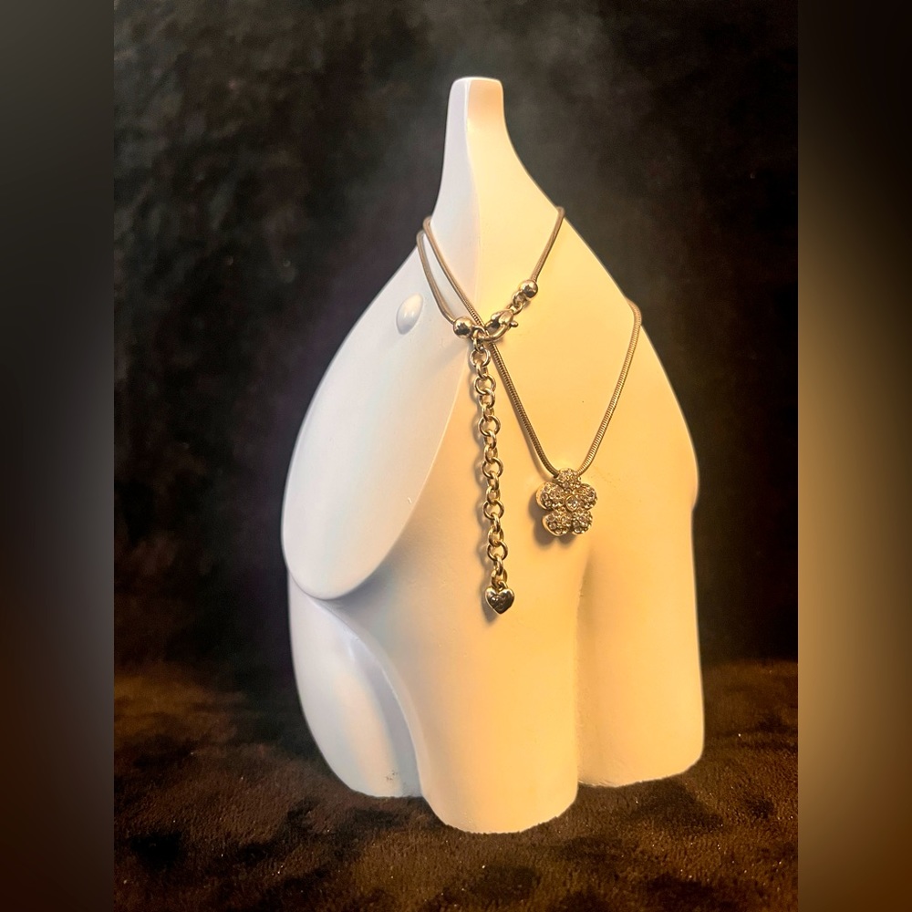 Brighton Silver Flower Pendant Necklace with Heart Extender